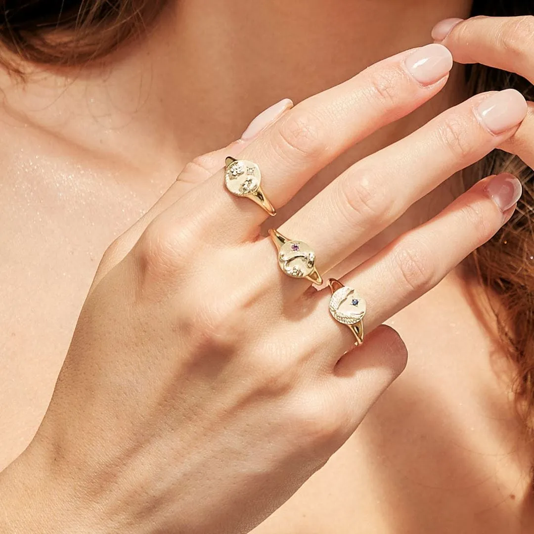 Zodiac Freshwater Pearl Gemini Signet Ring In 9ct Yellow Gold sold by Gemondo Jewellery product image thumbnail 2