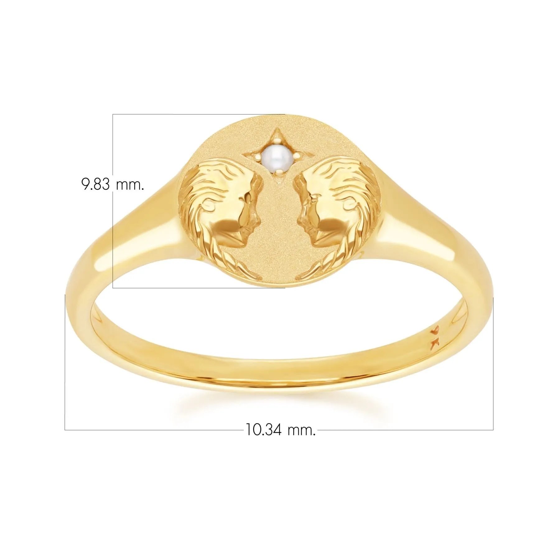 Zodiac Freshwater Pearl Gemini Signet Ring In 9ct Yellow Gold sold by Gemondo Jewellery product image thumbnail 4