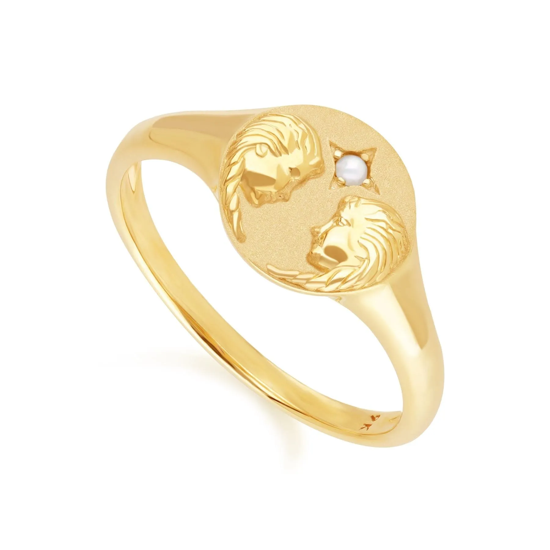 Zodiac Freshwater Pearl Gemini Signet Ring In 9ct Yellow Gold sold by Gemondo Jewellery product image thumbnail 3