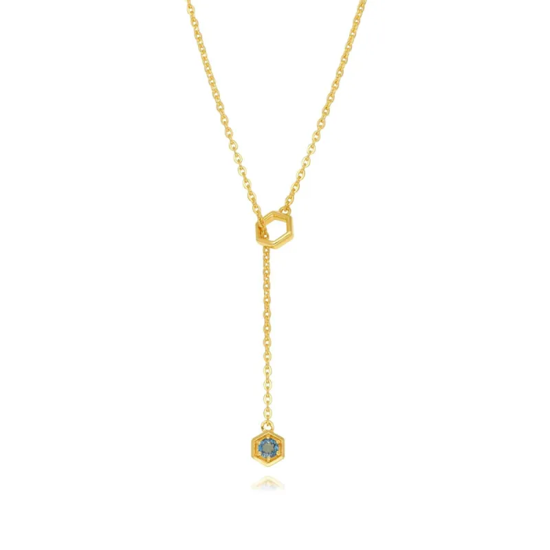 Modern Glam Topaz Lariat Necklace in Gold Plated Sterling Silver sold by Gemondo Jewellery