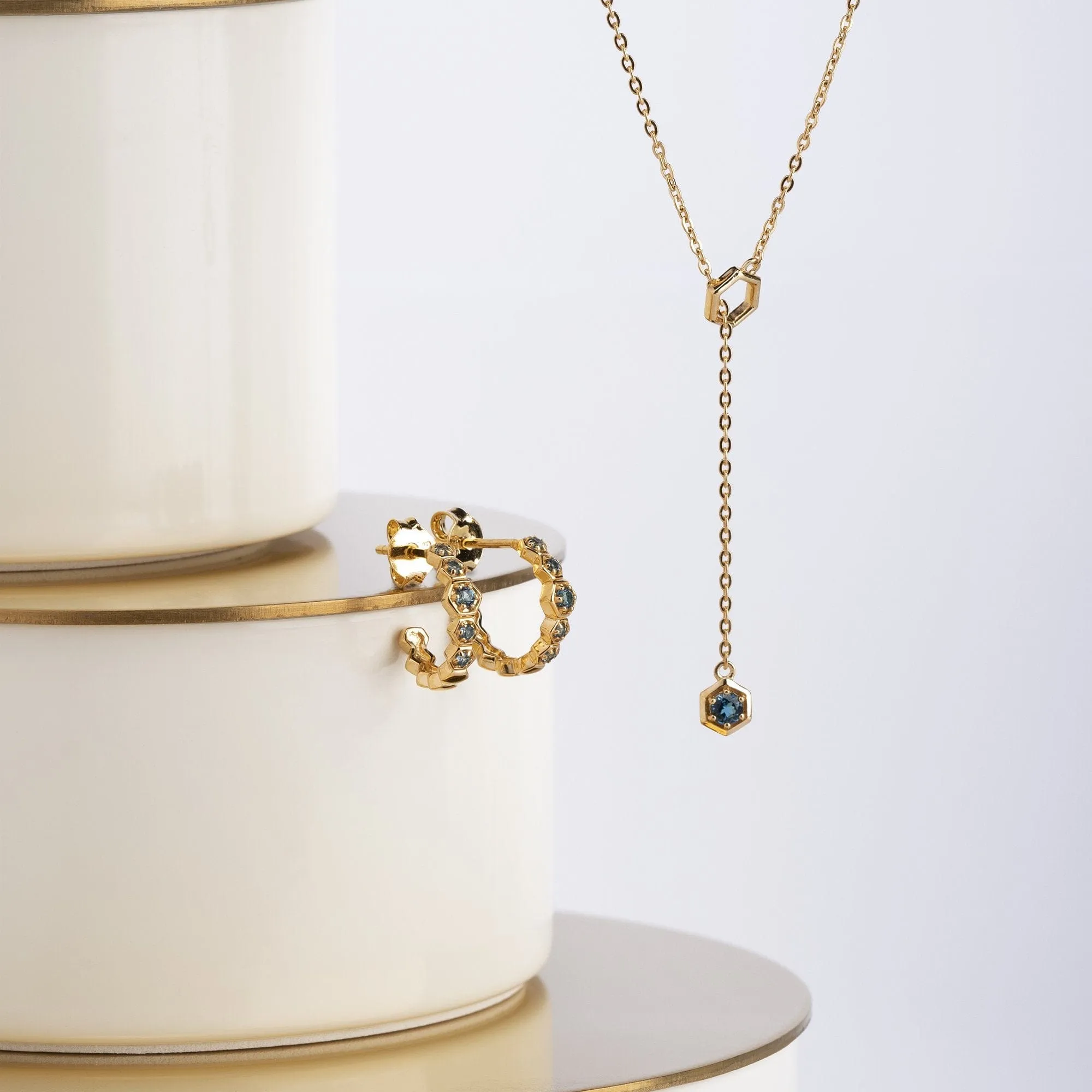 Modern Glam Topaz Lariat Necklace in Gold Plated Sterling Silver sold by Gemondo Jewellery product image thumbnail 3