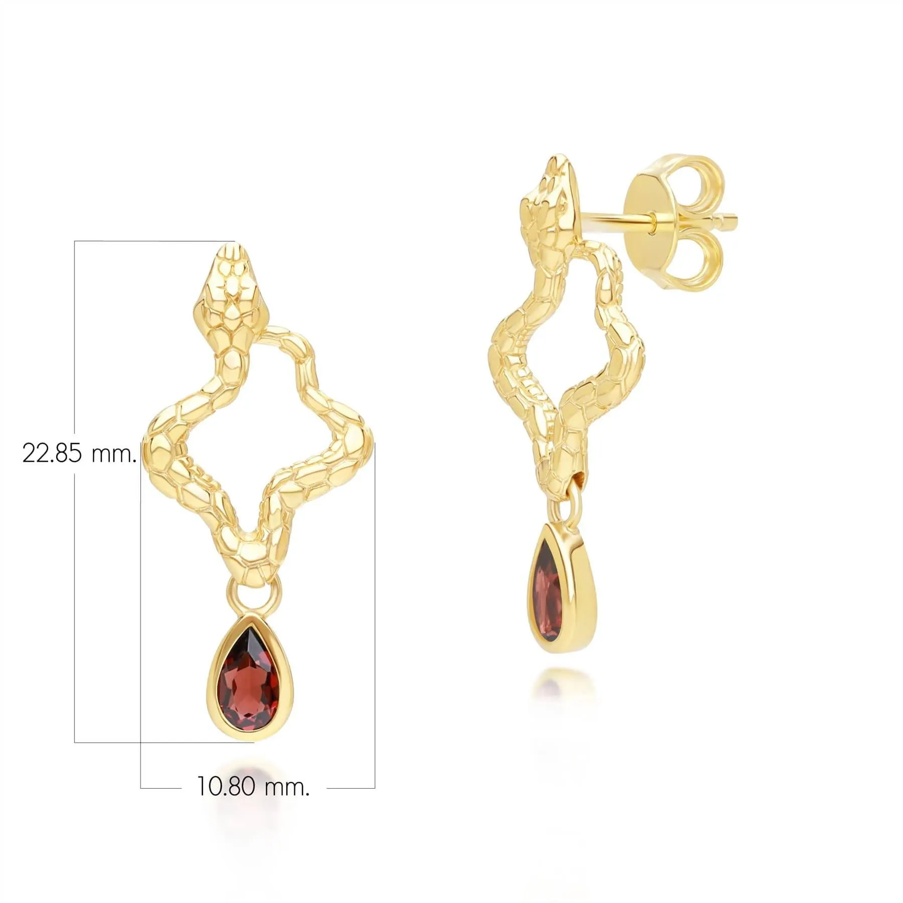 ECFEW™ Garnet Snake Drop Earrings in Gold Plated Sterling Silver sold by Gemondo Jewellery product image thumbnail 5