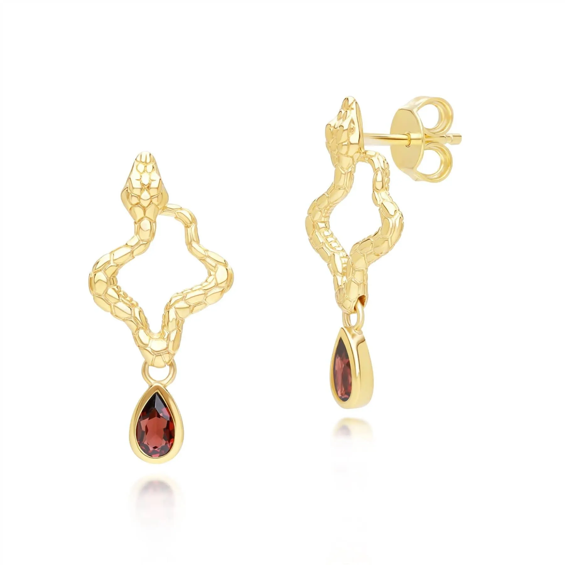 ECFEW™ Garnet Snake Drop Earrings in Gold Plated Sterling Silver sold by Gemondo Jewellery product image thumbnail 3