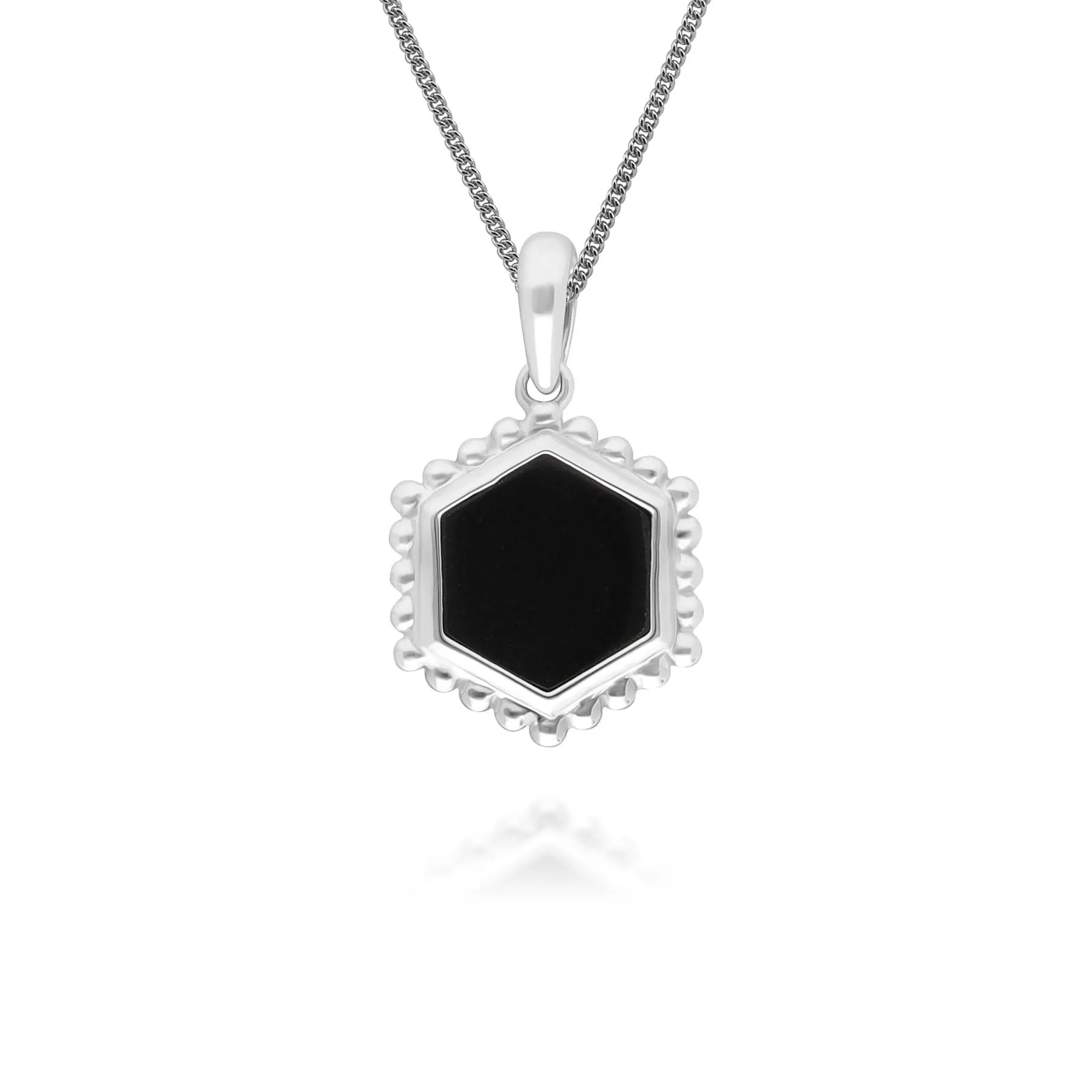 Black Onyx Slice Pendant Necklace in 925 Sterling Silver sold by Gemondo Jewellery