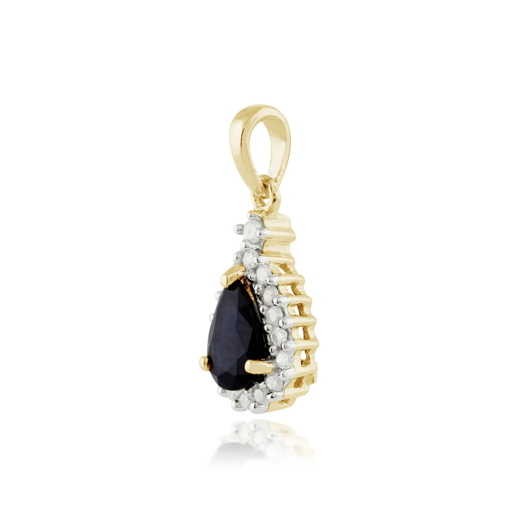 Classic Round Sapphire & Diamond Cluster Pendant in 9ct Yellow Gold sold by Gemondo Jewellery product image thumbnail 2