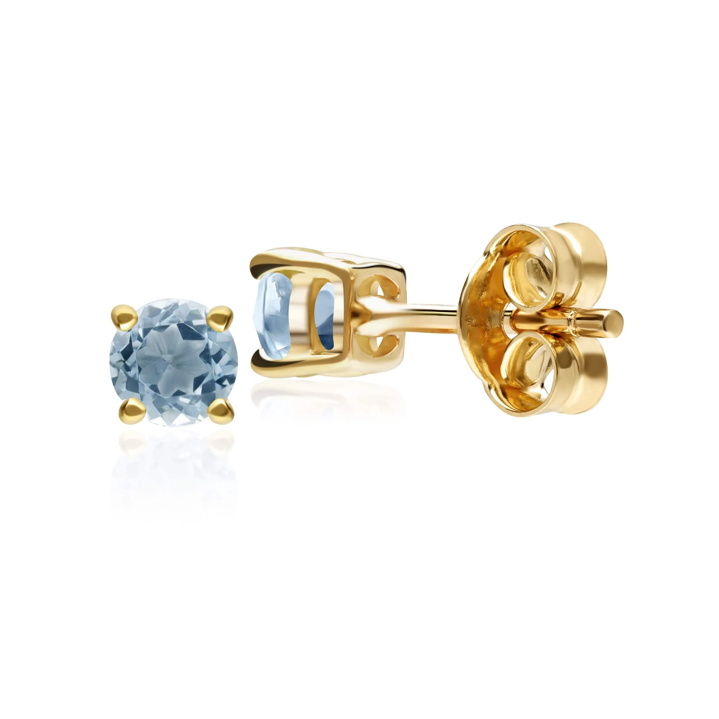 Classic Round Aquamarine Stud Earrings in 9ct Yellow Gold 3.5mm sold by Gemondo Jewellery product image thumbnail 3
