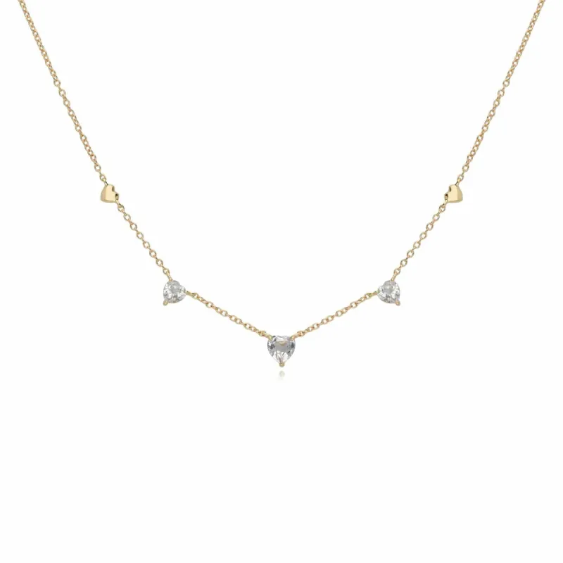 White Topaz Heart Necklace in 9ct Yellow Gold sold by Gemondo Jewellery