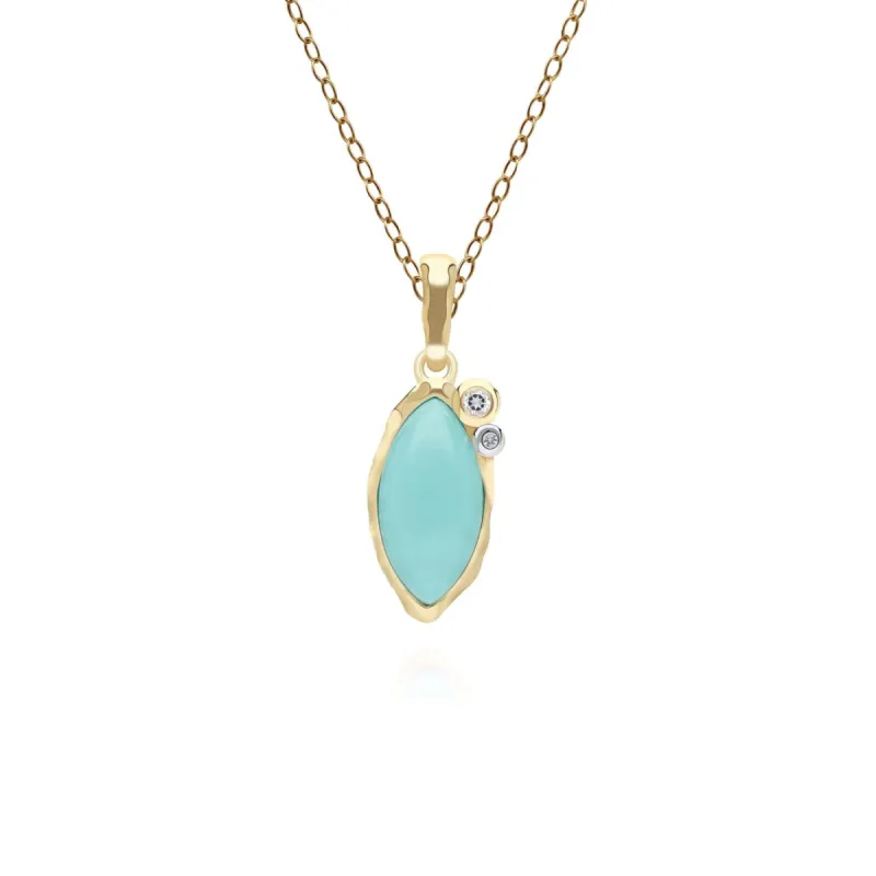 Irregular Marquise Turquoise & Topaz Pendant In 18ct Gold Plated SterlIng Silver sold by Gemondo Jewellery