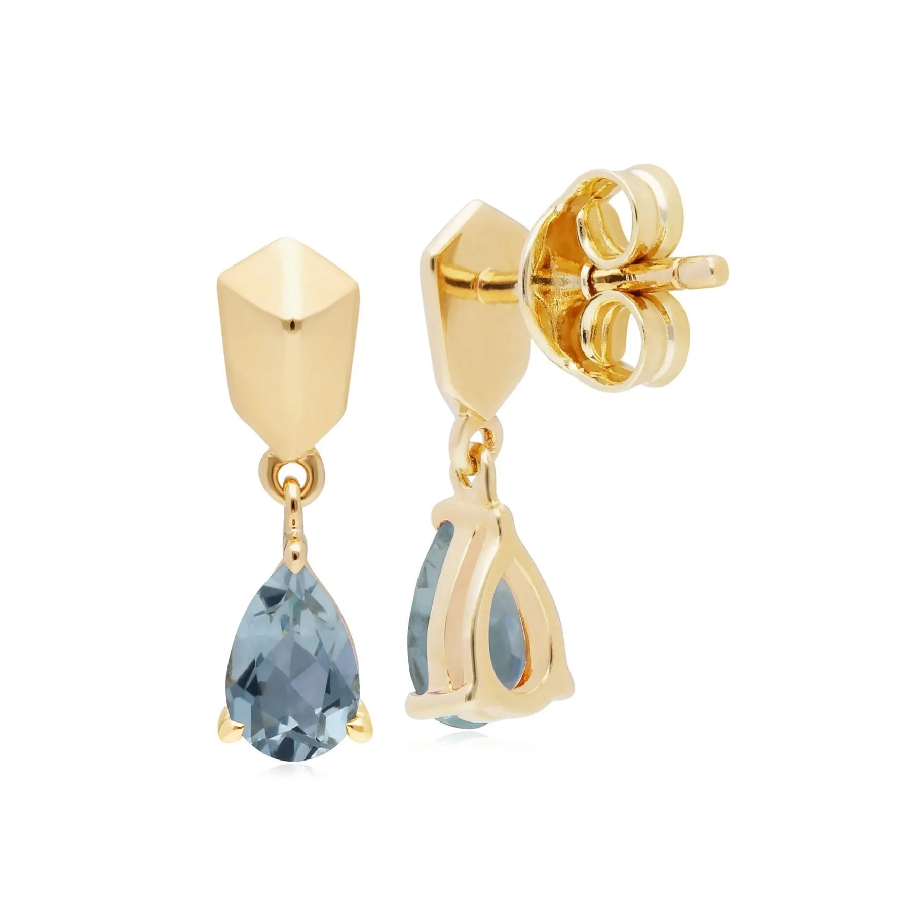 Micro Statement Aquamarine Earrings in Gold Plated Silver sold by Gemondo Jewellery product image thumbnail 2