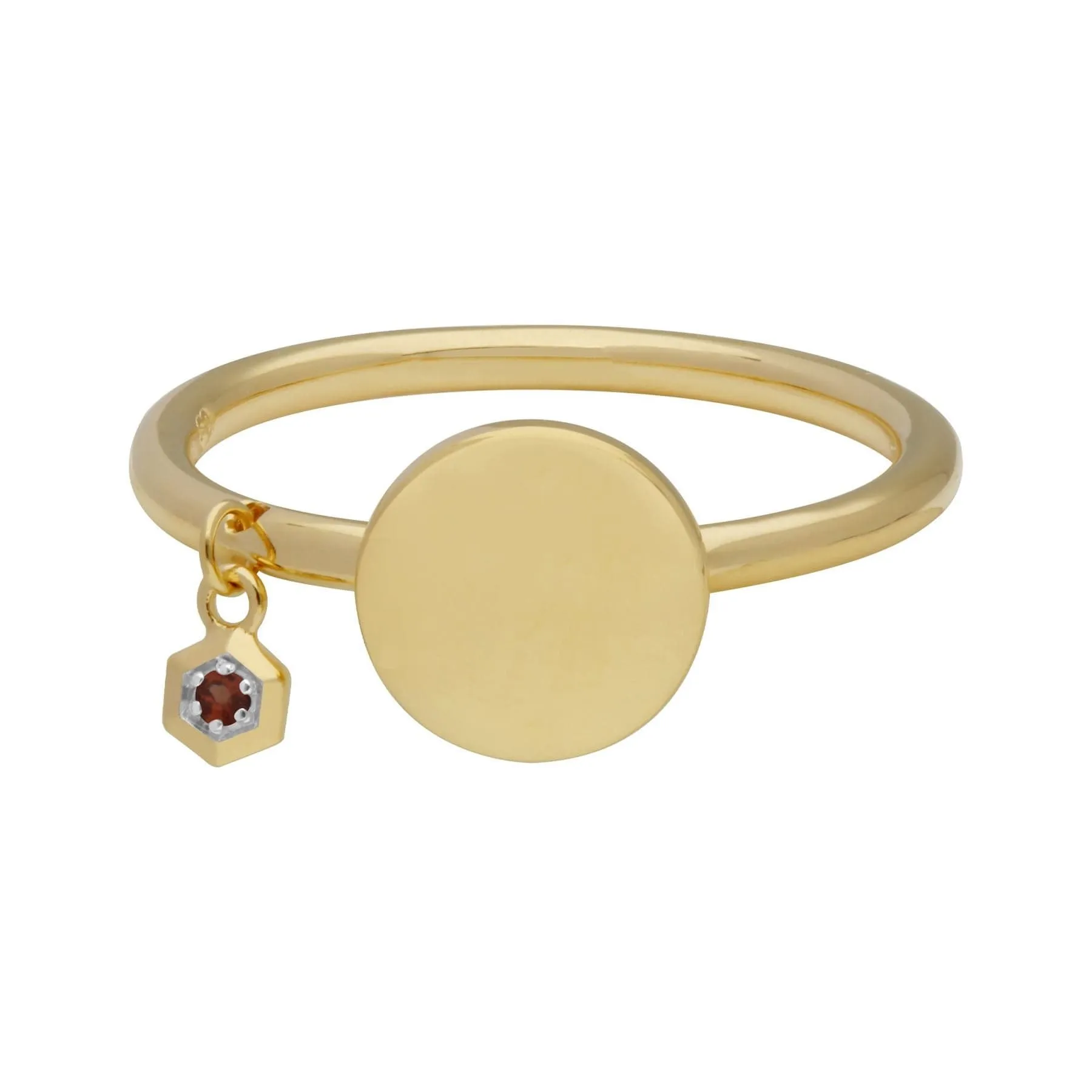 Garnet Engravable Ring in Yellow Gold Plated Sterling Silver sold by Gemondo Jewellery product image thumbnail 2