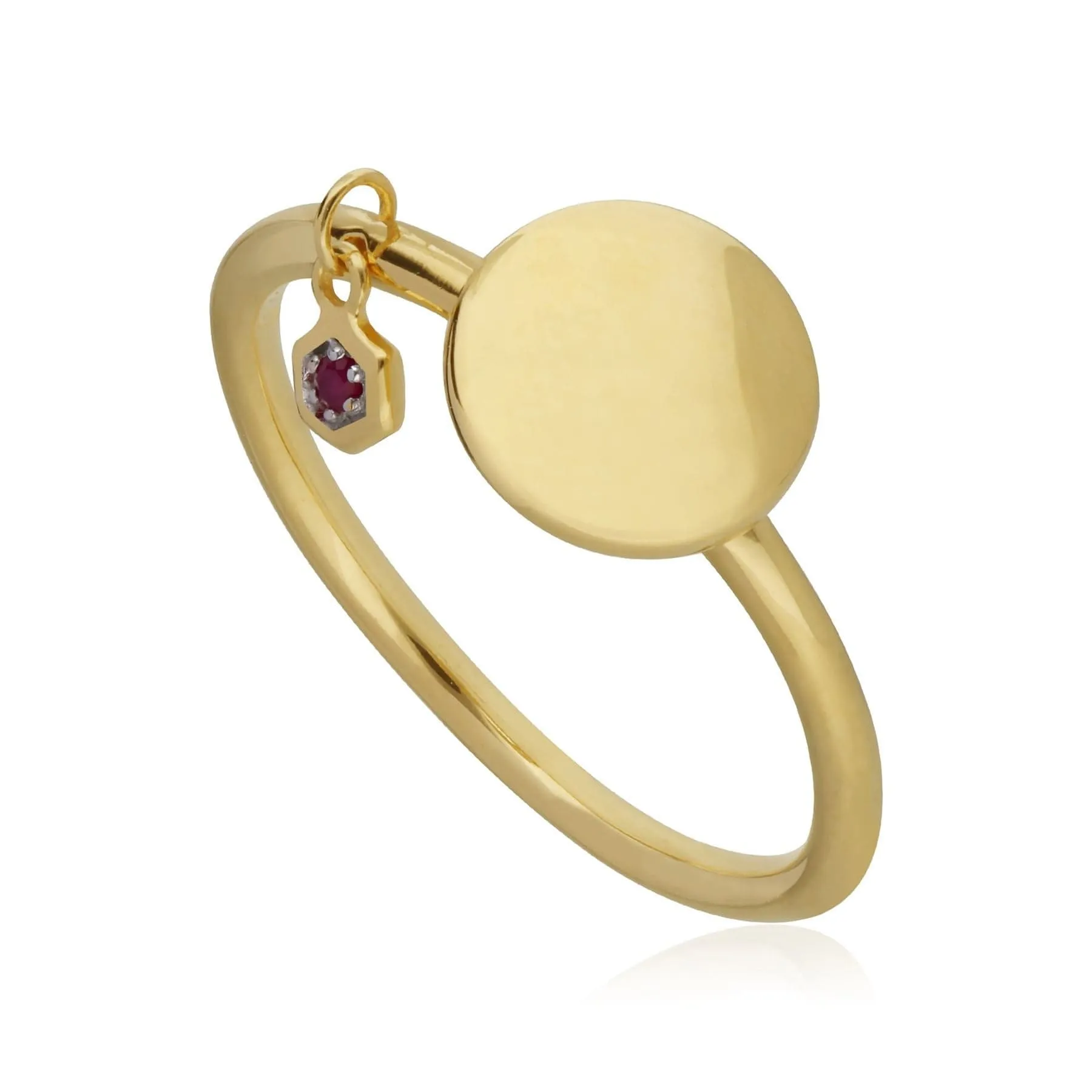 Garnet Engravable Ring in Yellow Gold Plated Sterling Silver sold by Gemondo Jewellery