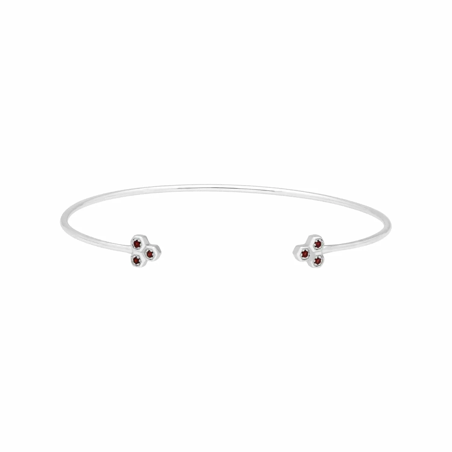 Garnet Trilogy Geometric Bangle in 9ct White Gold sold by Gemondo Jewellery