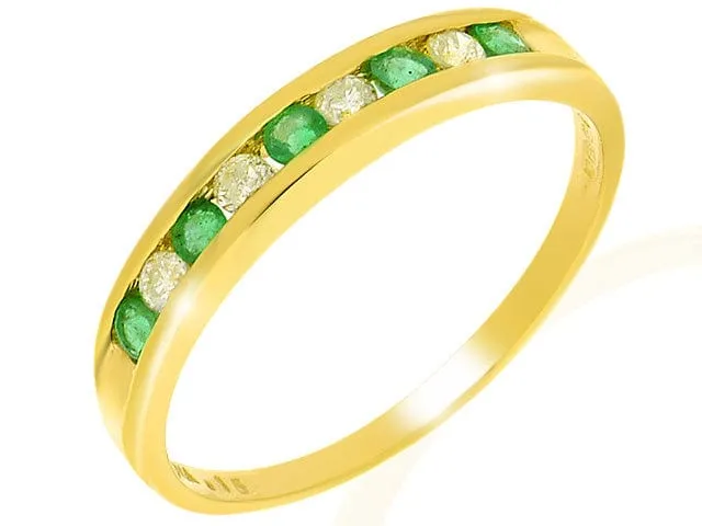 9ct Yellow Gold 0.22ct Natural Emerald & Diamond Half Eternity Ring sold by Gemondo Jewellery
