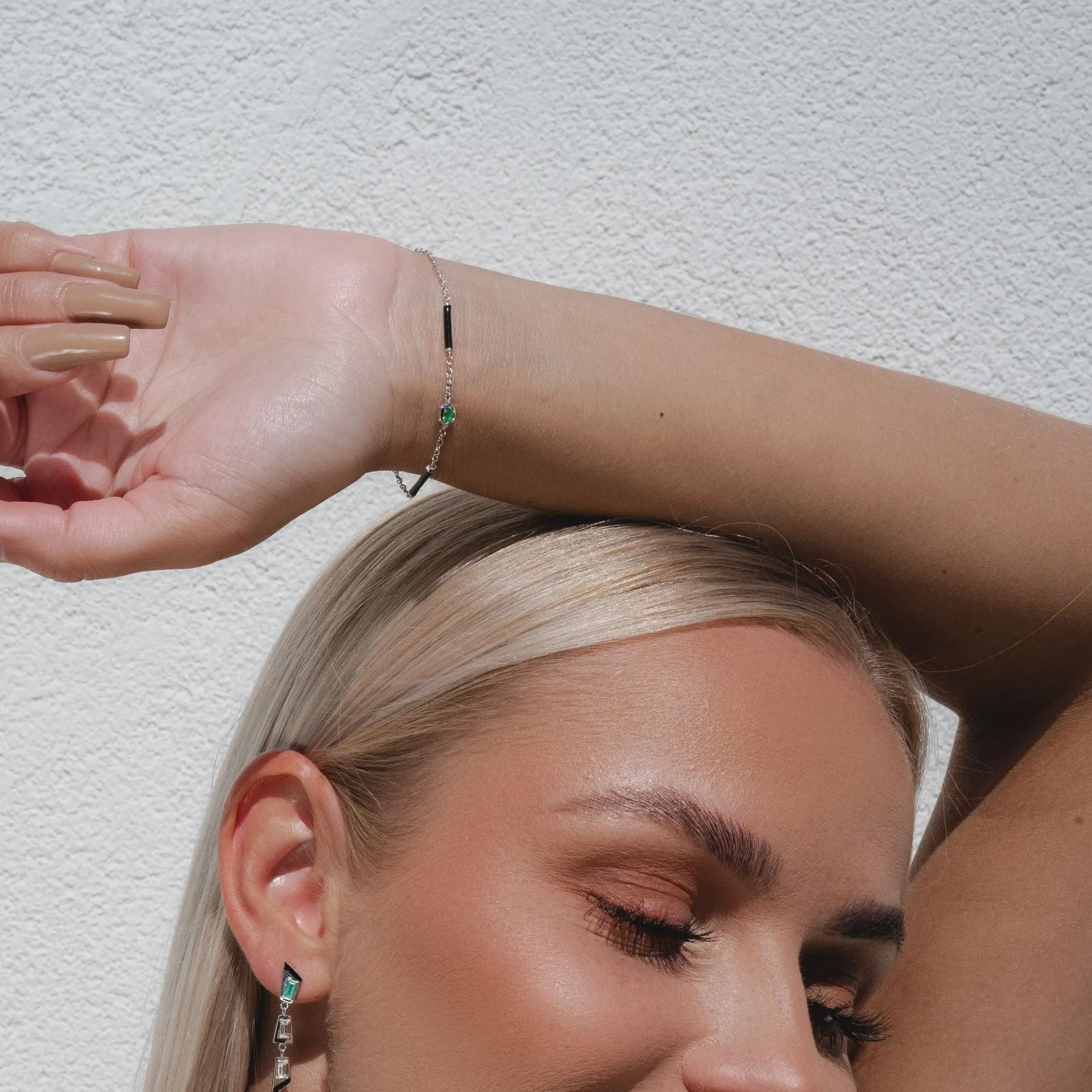 Grand Deco Enamel & Emerald Bracelet in 9ct White Gold sold by Gemondo Jewellery product image thumbnail 2