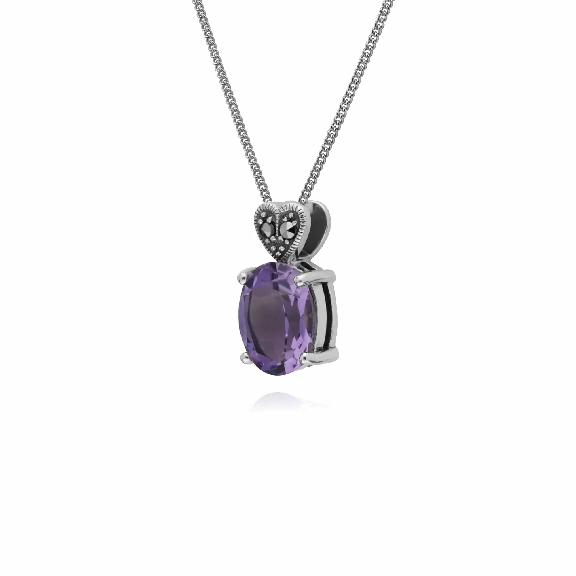 Gemondo Sterling Silver Amethyst & Marcasite Oval 45cm Necklace sold by Gemondo Jewellery product image thumbnail 2