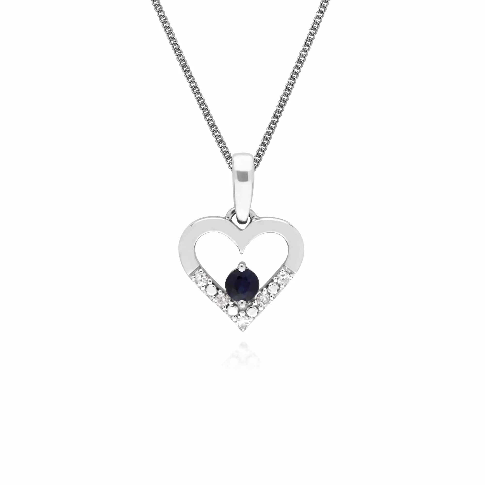 Classic Sapphire & Diamond Heart Drop Earrings & Pendant Set in 9ct White Gold sold by Gemondo Jewellery product image thumbnail 3