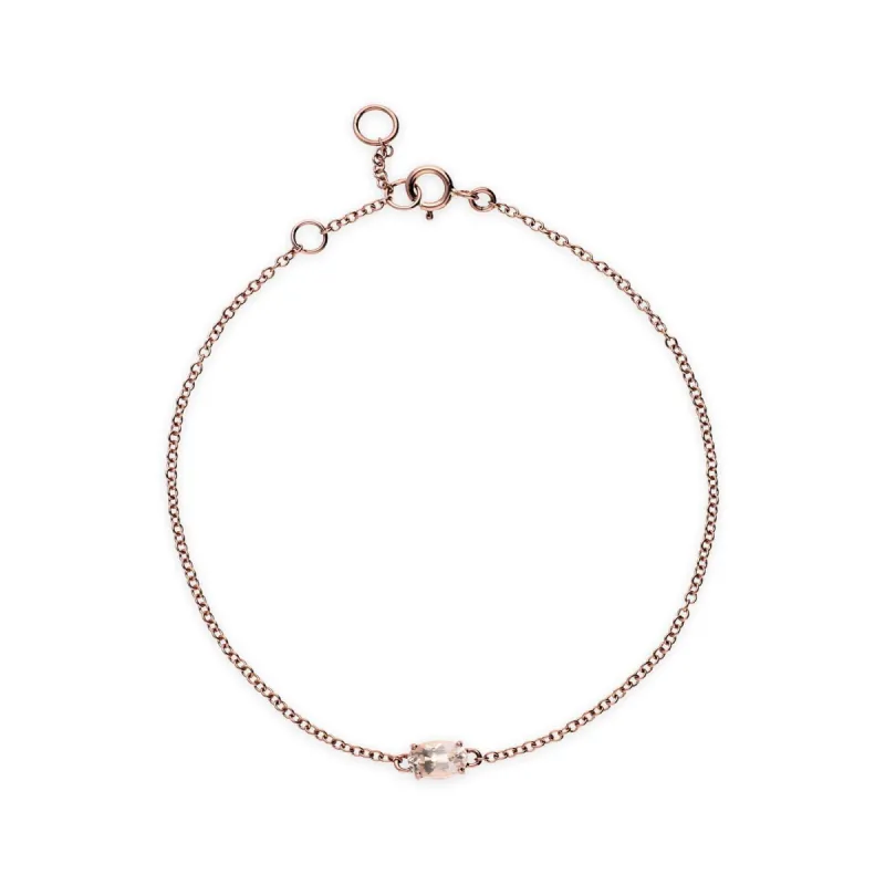 Classic Oval Morganite Single Stone Bracelet in 9ct Rose Gold sold by Gemondo Jewellery