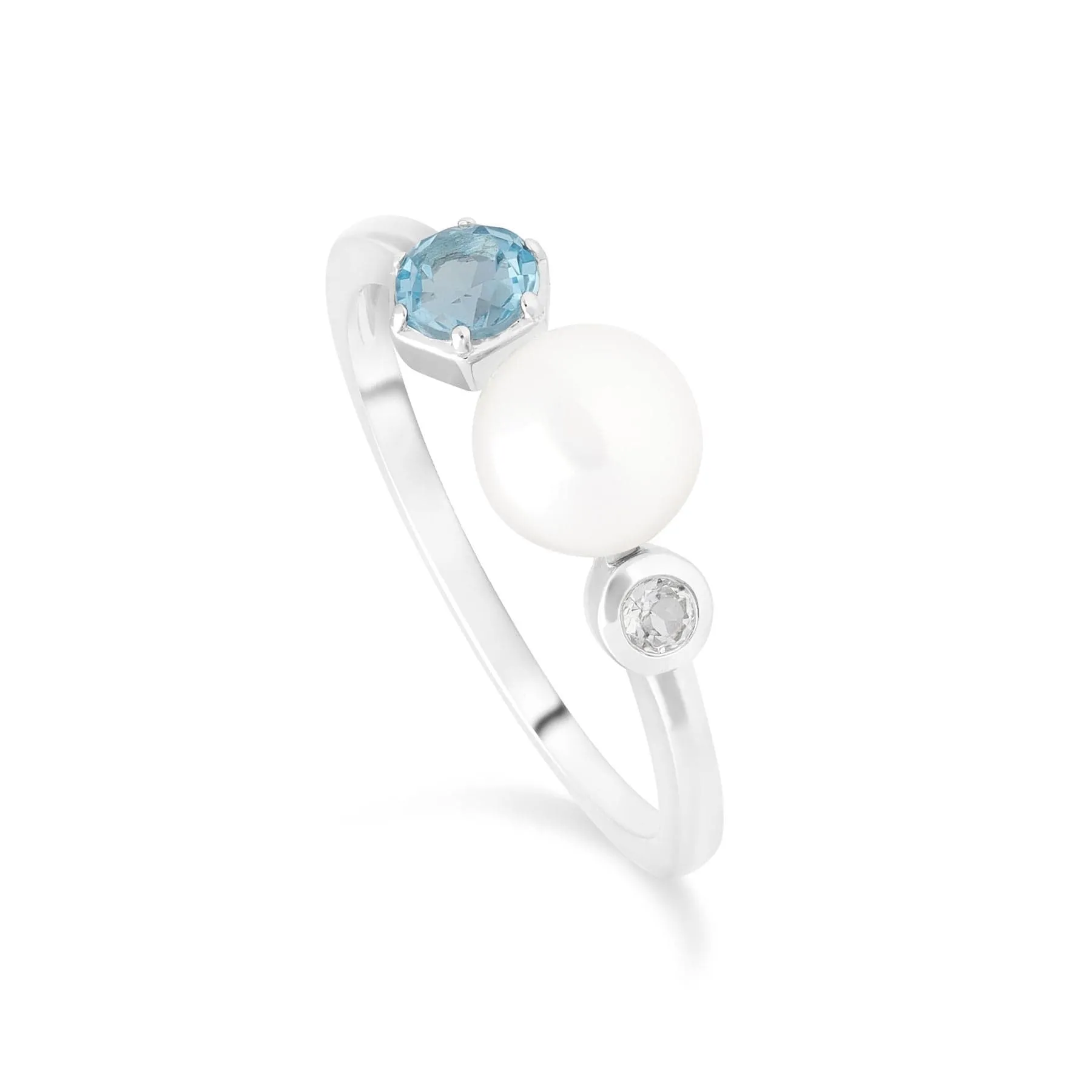 Modern Pearl & Topaz Ring & Drop Earring Set in Silver sold by Gemondo Jewellery product image thumbnail 3