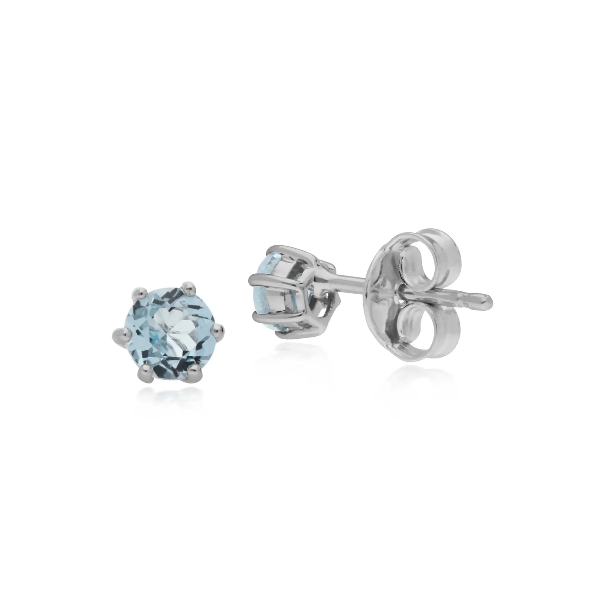 Classic Round Blue Topaz Claw Set Stud Earrings in Sterling Silver sold by Gemondo Jewellery product image thumbnail 2
