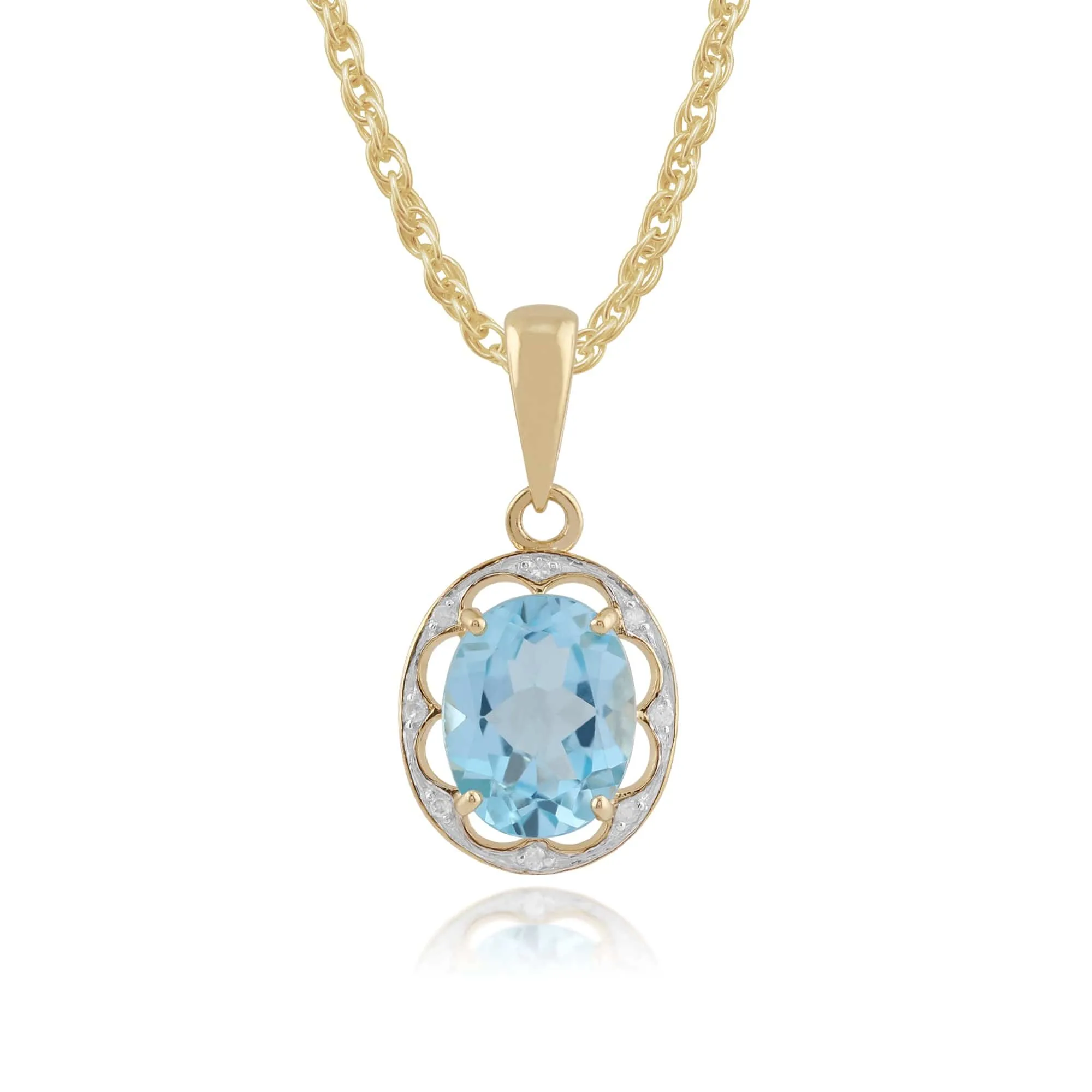 Gemondo 9ct Yellow Gold 3.11ct Blue Topaz & Diamond Pendant on 45cm Chain sold by Gemondo Jewellery
