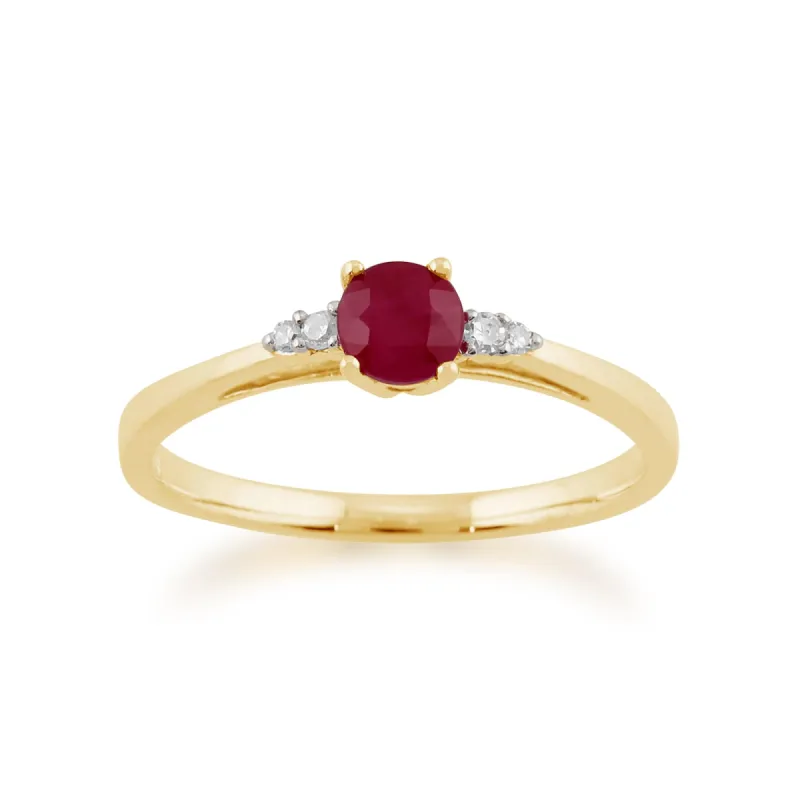 Classic Round Ruby & Diamond Ring in 9ct Yellow Gold sold by Gemondo Jewellery