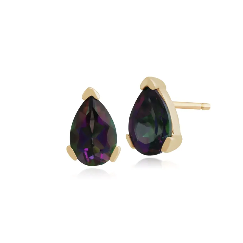 Classic Pear Mystic Topaz Claw Set Stud Earrings in 9ct Yellow Gold sold by Gemondo Jewellery
