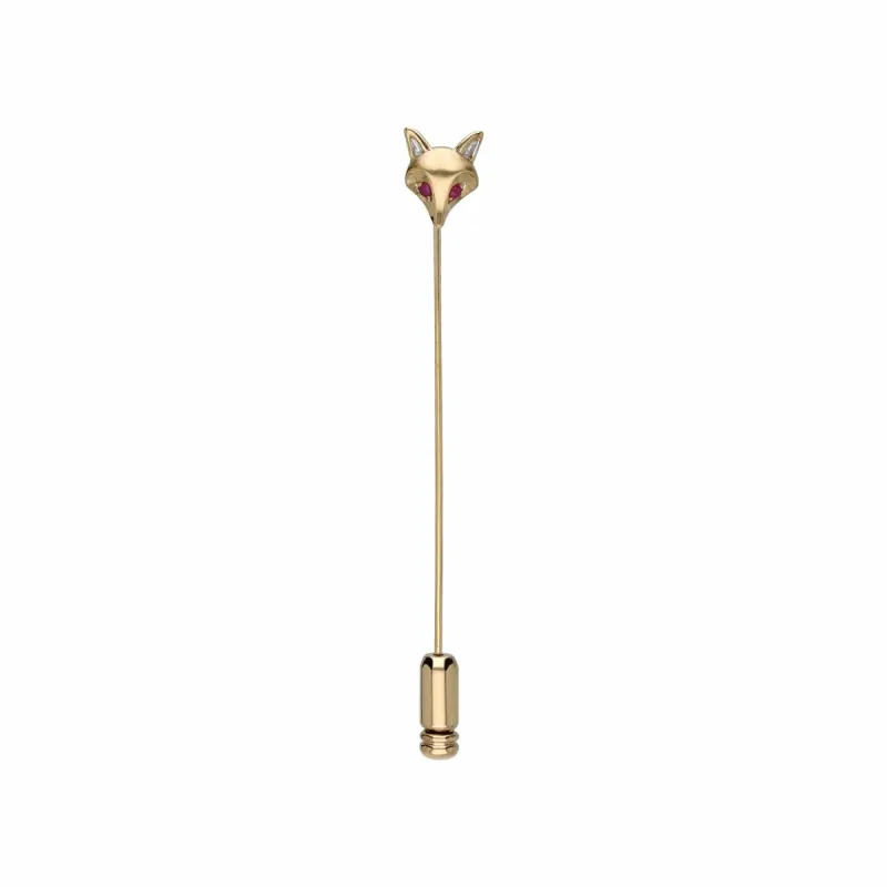 Gardenia Ruby Fox Lapel Pin In 9ct Yellow Gold sold by Gemondo Jewellery