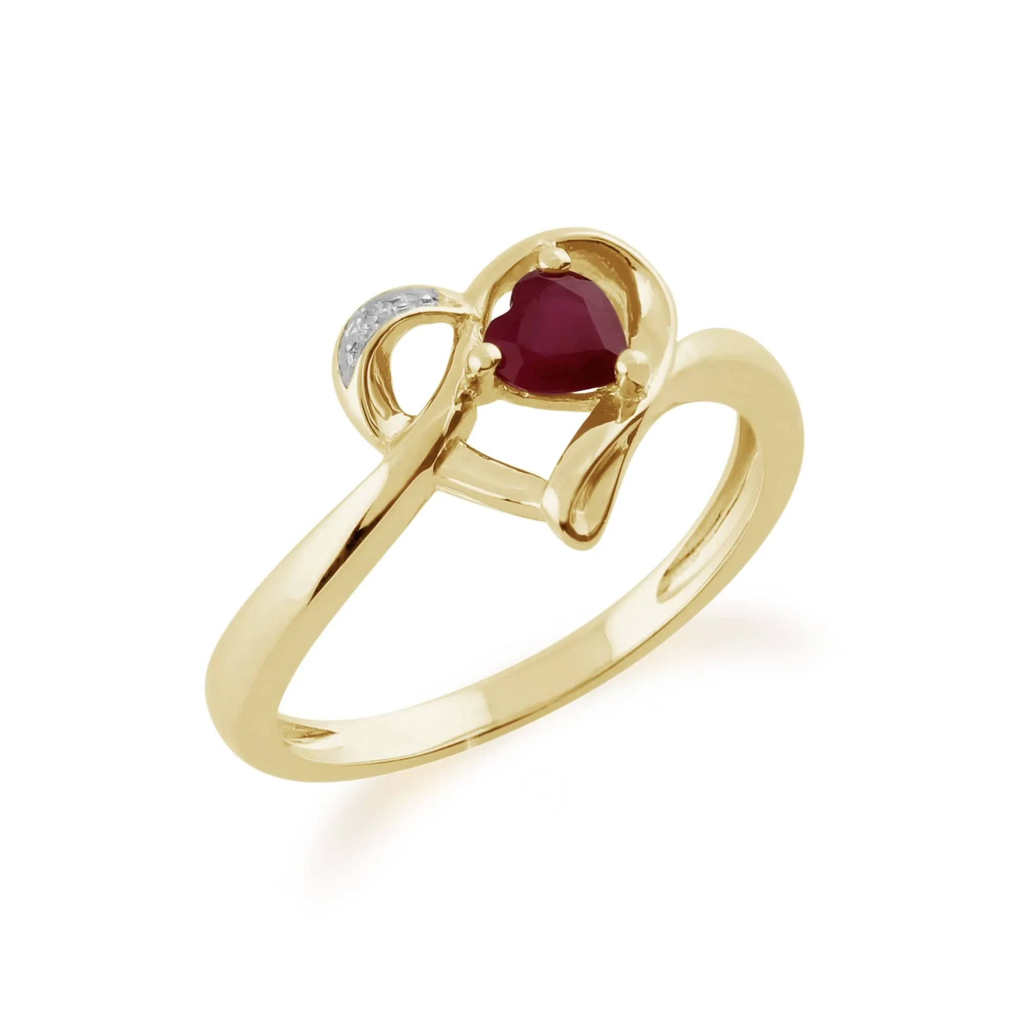 Gemondo 9ct Yellow Gold 0.29ct Ruby & Diamond Heart Ring sold by Gemondo Jewellery product image thumbnail 2