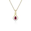 Classic Ruby & Diamond Leaf Drop Earrings & Pendant Set in 9ct Yellow Gold sold by Gemondo Jewellery