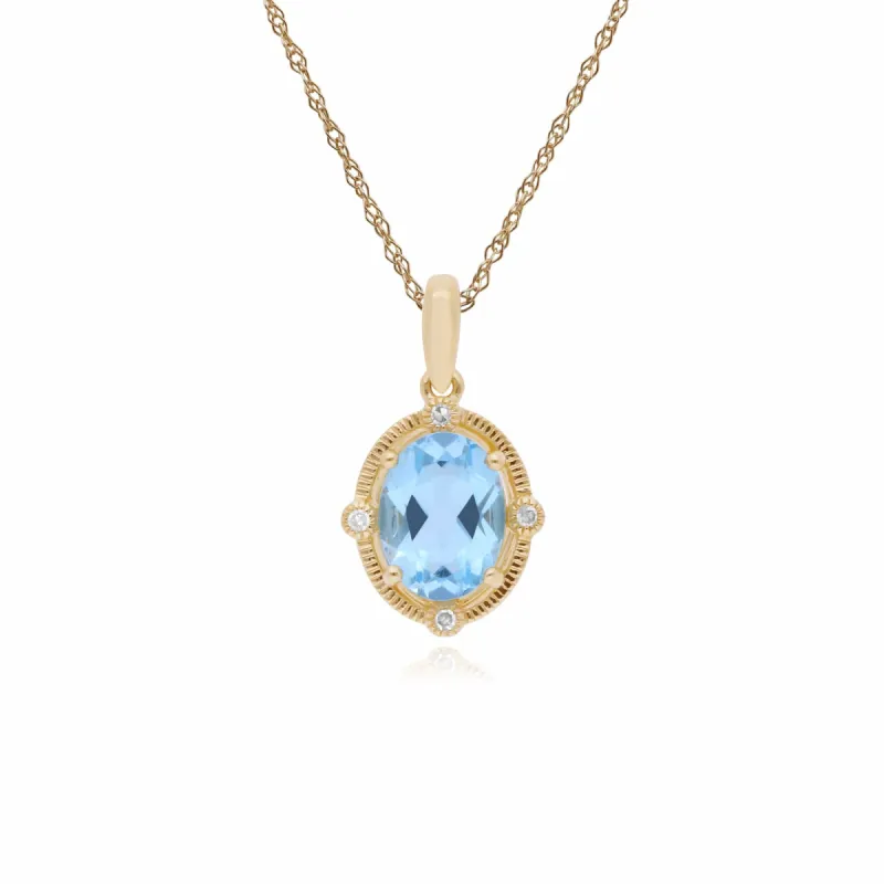 Gemondo 9ct Yellow Gold Halo Topaz & Diamond Oval Cut Pendant on 45cm Chain sold by Gemondo Jewellery