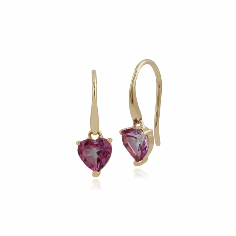 Gemondo 9ct Yellow Gold 1.20ct Pink Topaz Heart Drop Earrings sold by Gemondo Jewellery