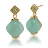 Boho Cushion Cut Jade Cabochon & Peridot Stud Earrings in Gold Plated 925 Sterling Silver sold by Gemondo Jewellery