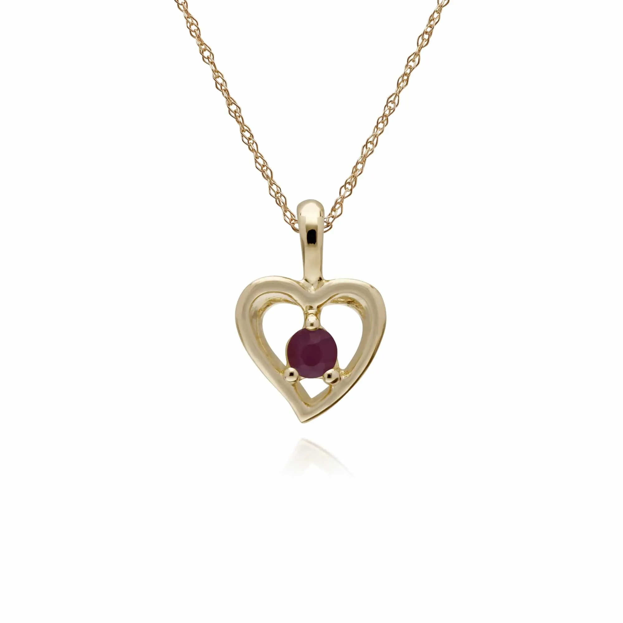 Classic Round Ruby Single Stone Heart Stud Earrings & Necklace Set in 9ct Yellow Gold sold by Gemondo Jewellery product image thumbnail 3