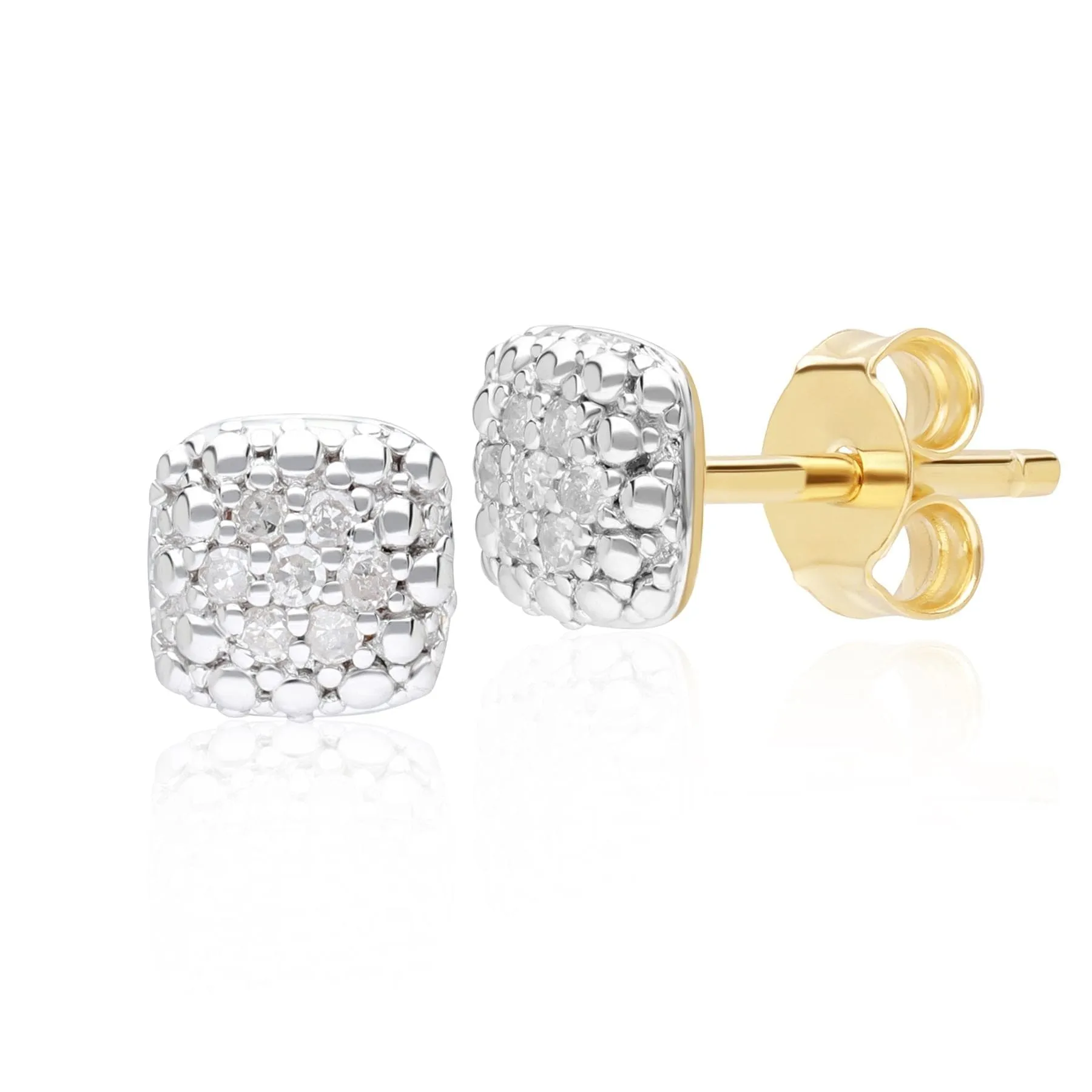 Diamond Pave Square Stud Earrings 9ct Yellow Gold sold by Gemondo Jewellery