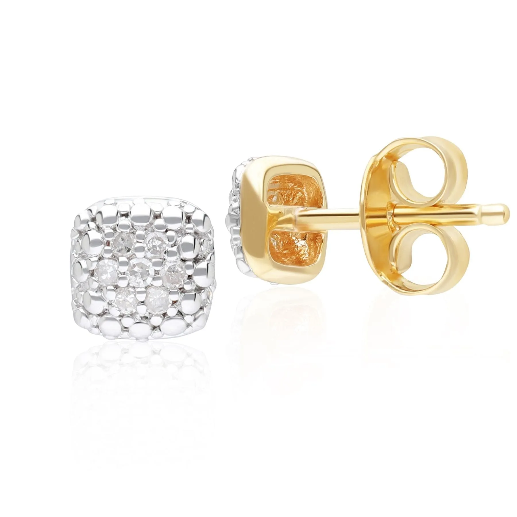 Diamond Pave Square Stud Earrings 9ct Yellow Gold sold by Gemondo Jewellery product image thumbnail 3