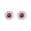 Classic Round Pink Sapphire Stud Earrings with Detachable Diamond Round Earrings Jacket Set in 9ct Yellow Gold sold by Gemondo Jewellery