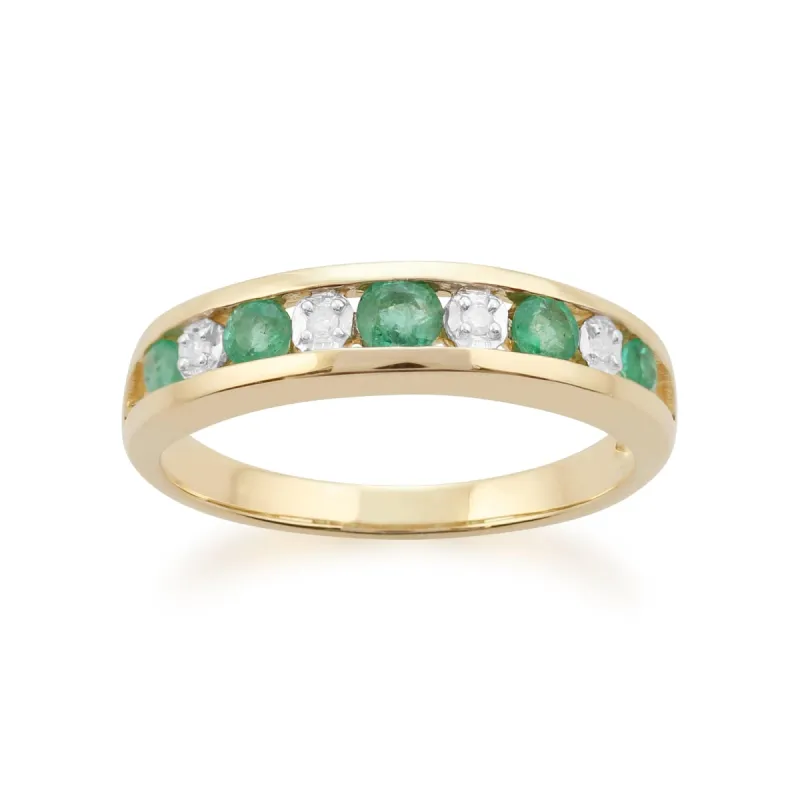 Gemondo 9ct Yellow Gold 0.42ct Emerald & Diamond Half Eternity Ring sold by Gemondo Jewellery