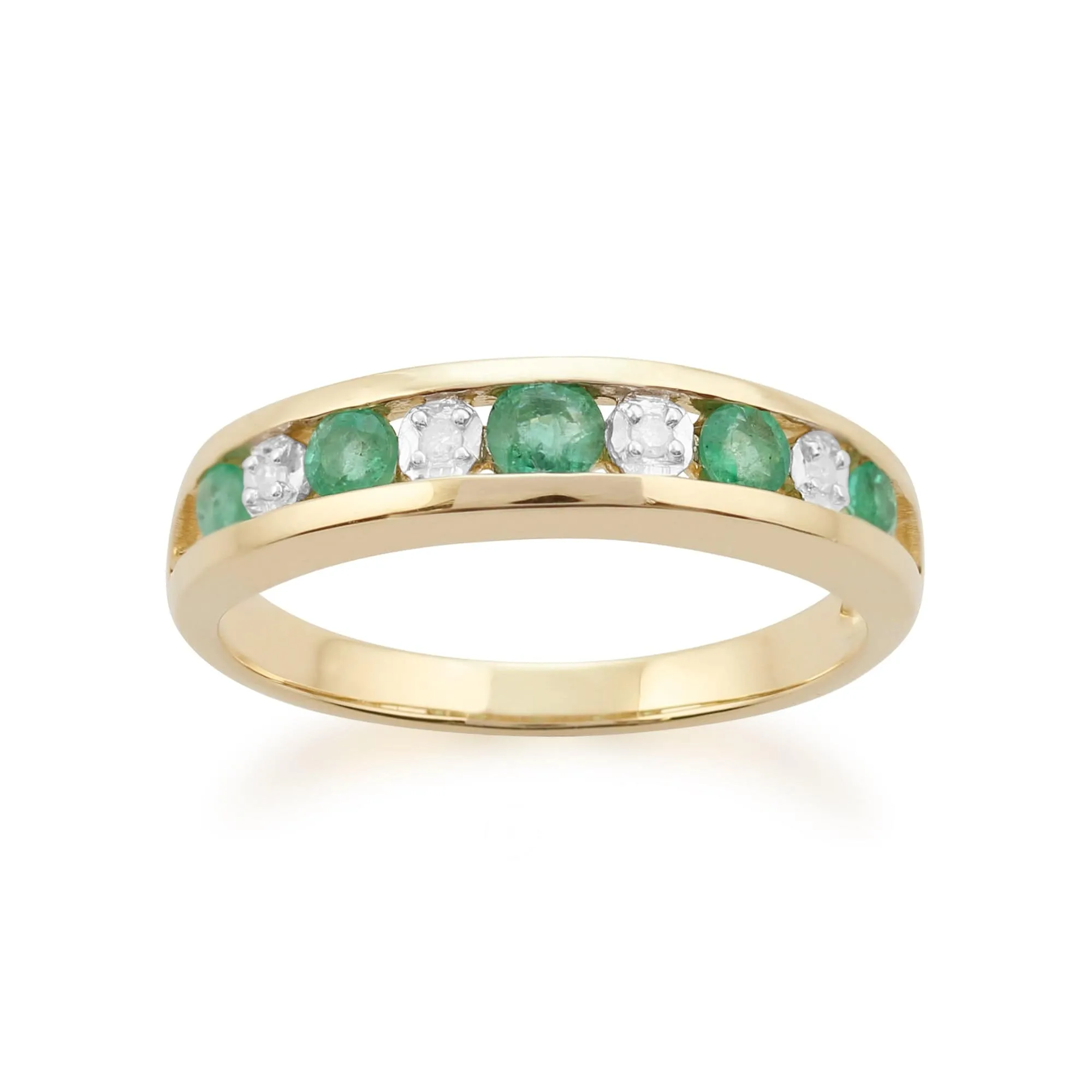 Gemondo 9ct Yellow Gold 0.42ct Emerald & Diamond Half Eternity Ring sold by Gemondo Jewellery