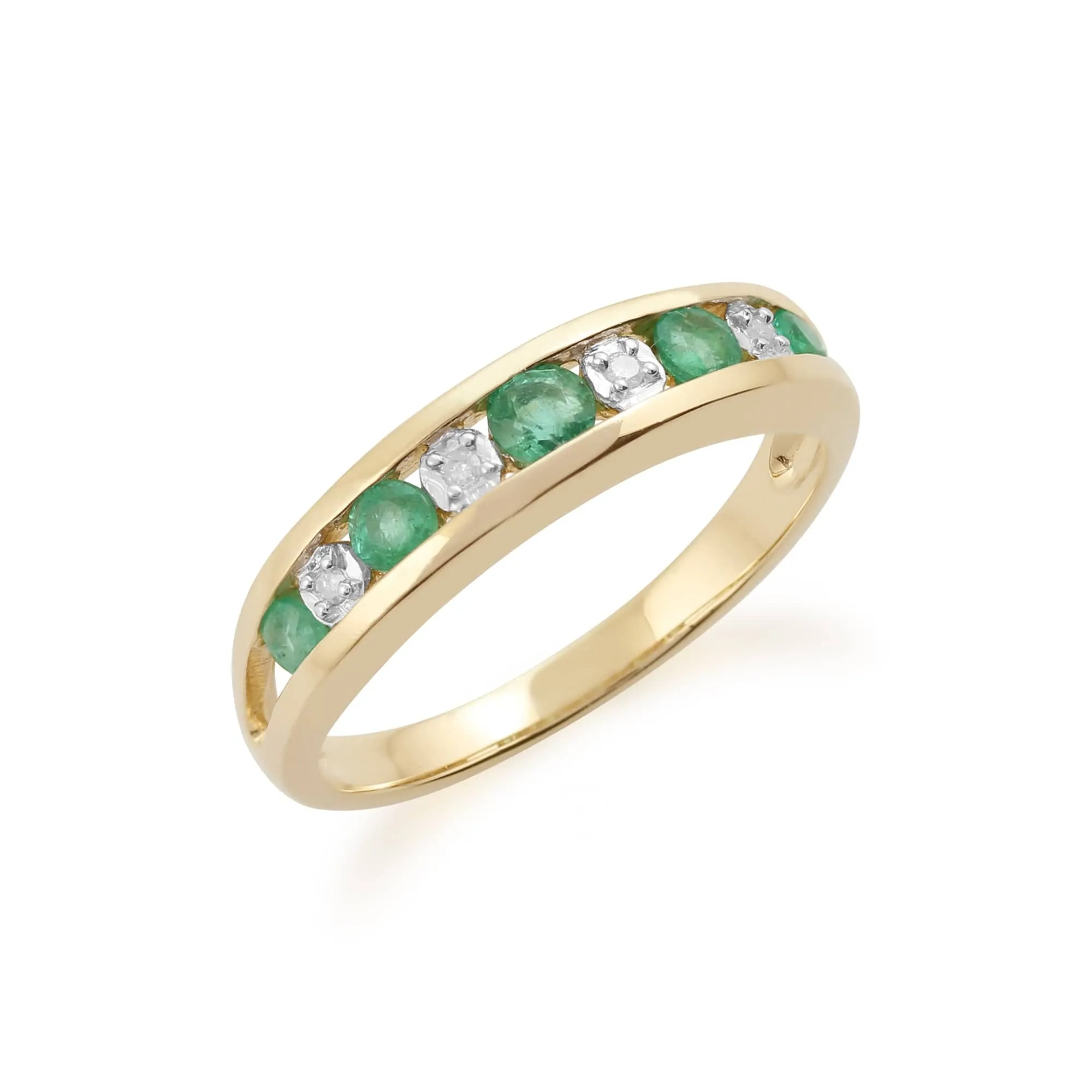 Gemondo 9ct Yellow Gold 0.42ct Emerald & Diamond Half Eternity Ring sold by Gemondo Jewellery product image thumbnail 2