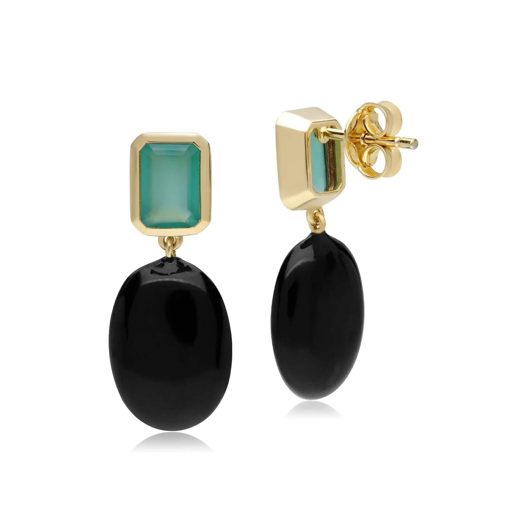 ECFEW™ Unifier Dyed Green Chalcedony & Onyx Drop Earrings In Sterling Silver sold by Gemondo Jewellery product image thumbnail 2
