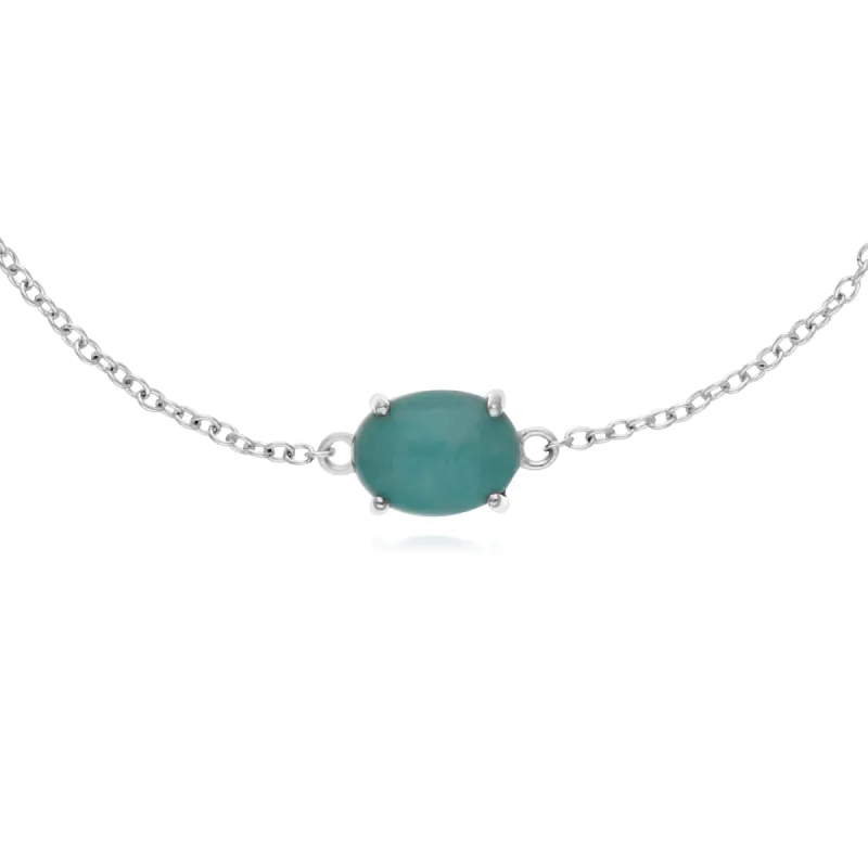Gemondo Sterling Silver Amazonite Single Stone Oval 19cm Bracelet sold by Gemondo Jewellery