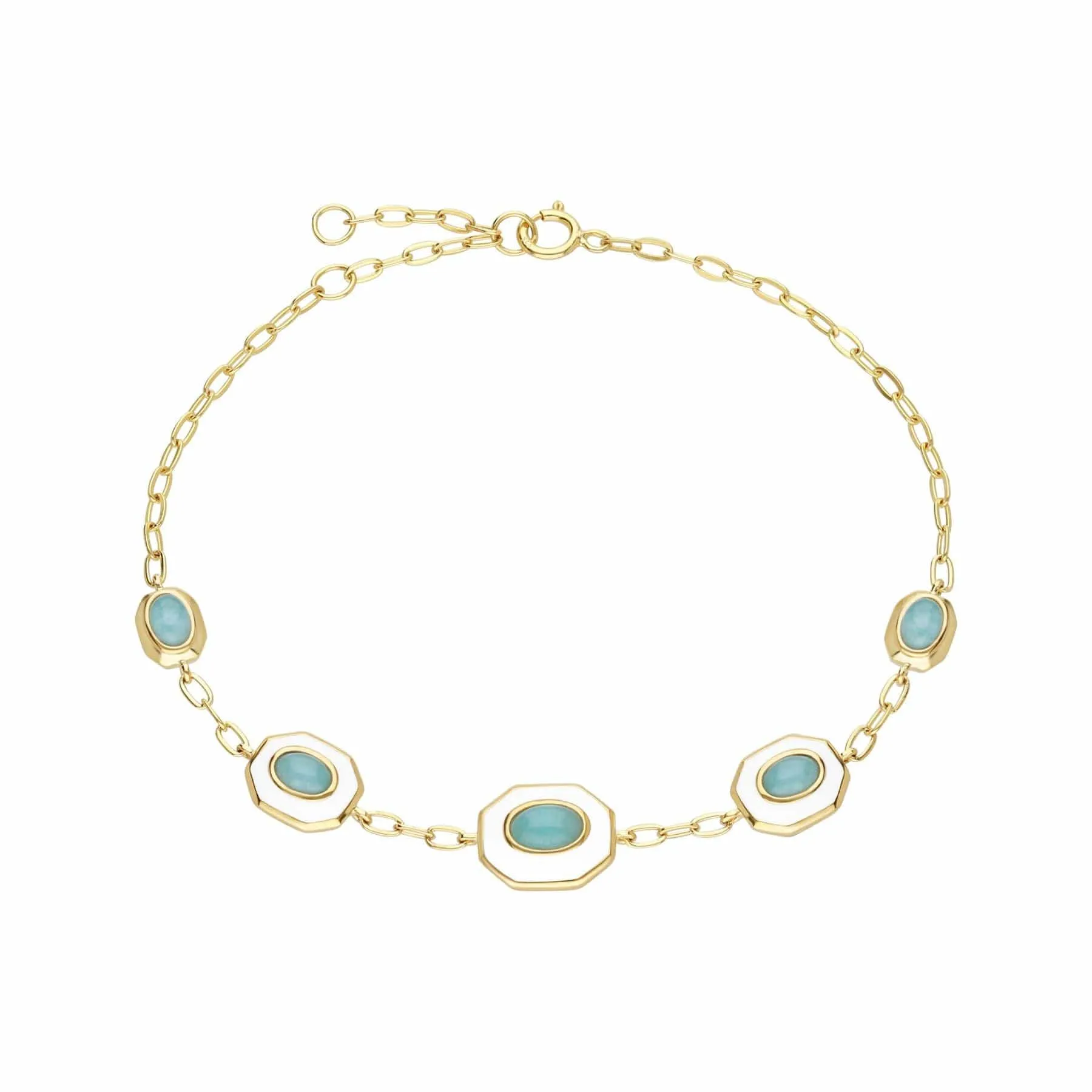 Siberian Waltz White Enamel & Amazonite Bracelet In Gold Plated Sterling Silver sold by Gemondo Jewellery