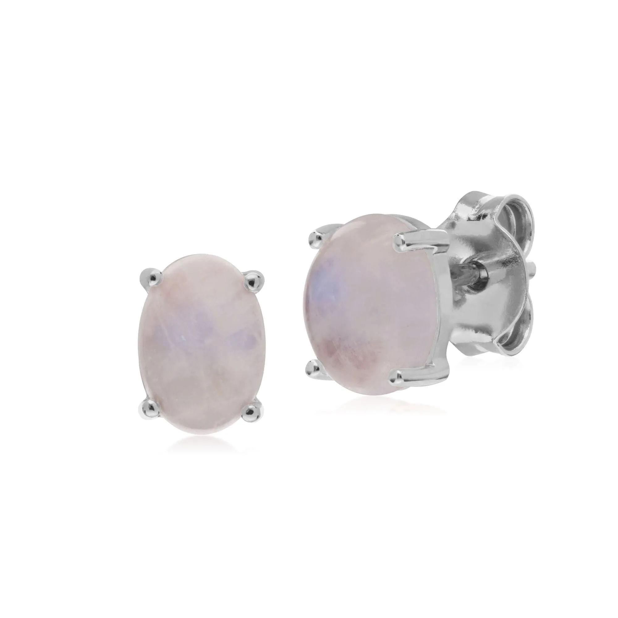 Classic Oval Rainbow Moonstone Stud Earrings & Bracelet Set in 925 Sterling Silver sold by Gemondo Jewellery product image thumbnail 2