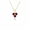 Classic Round Ruby & Diamond Cluster Pendant in 9ct Yellow Gold sold by Gemondo Jewellery