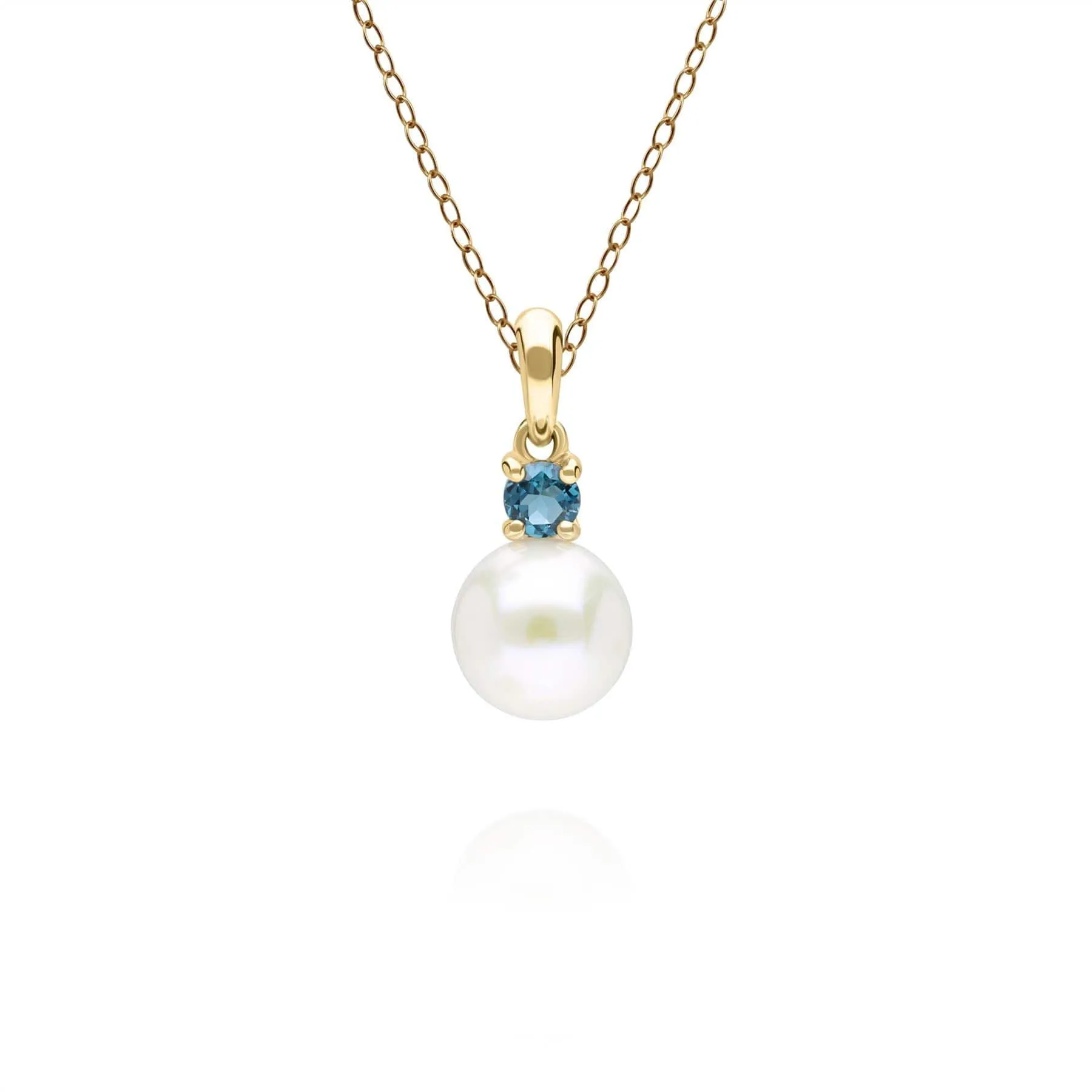 Modern Pearl & Topaz Pendant in 9ct Yellow Gold sold by Gemondo Jewellery