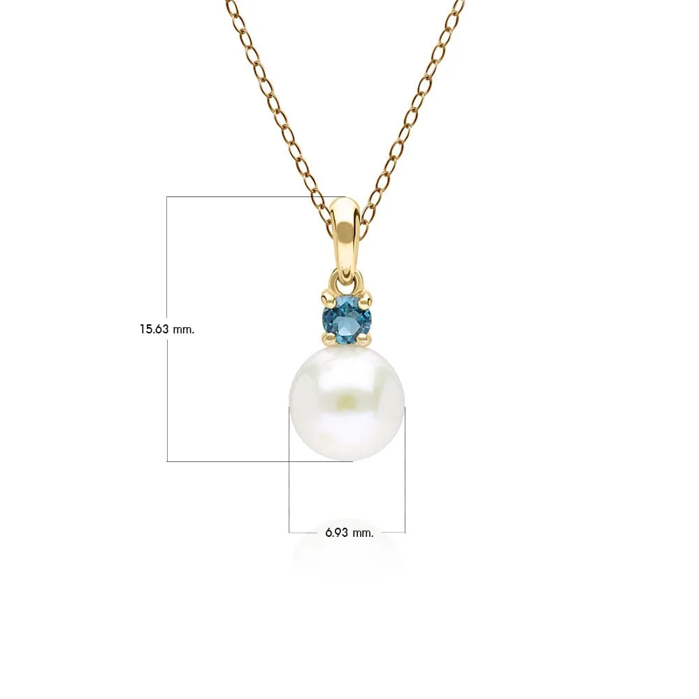Modern Pearl & Topaz Pendant in 9ct Yellow Gold sold by Gemondo Jewellery product image thumbnail 3