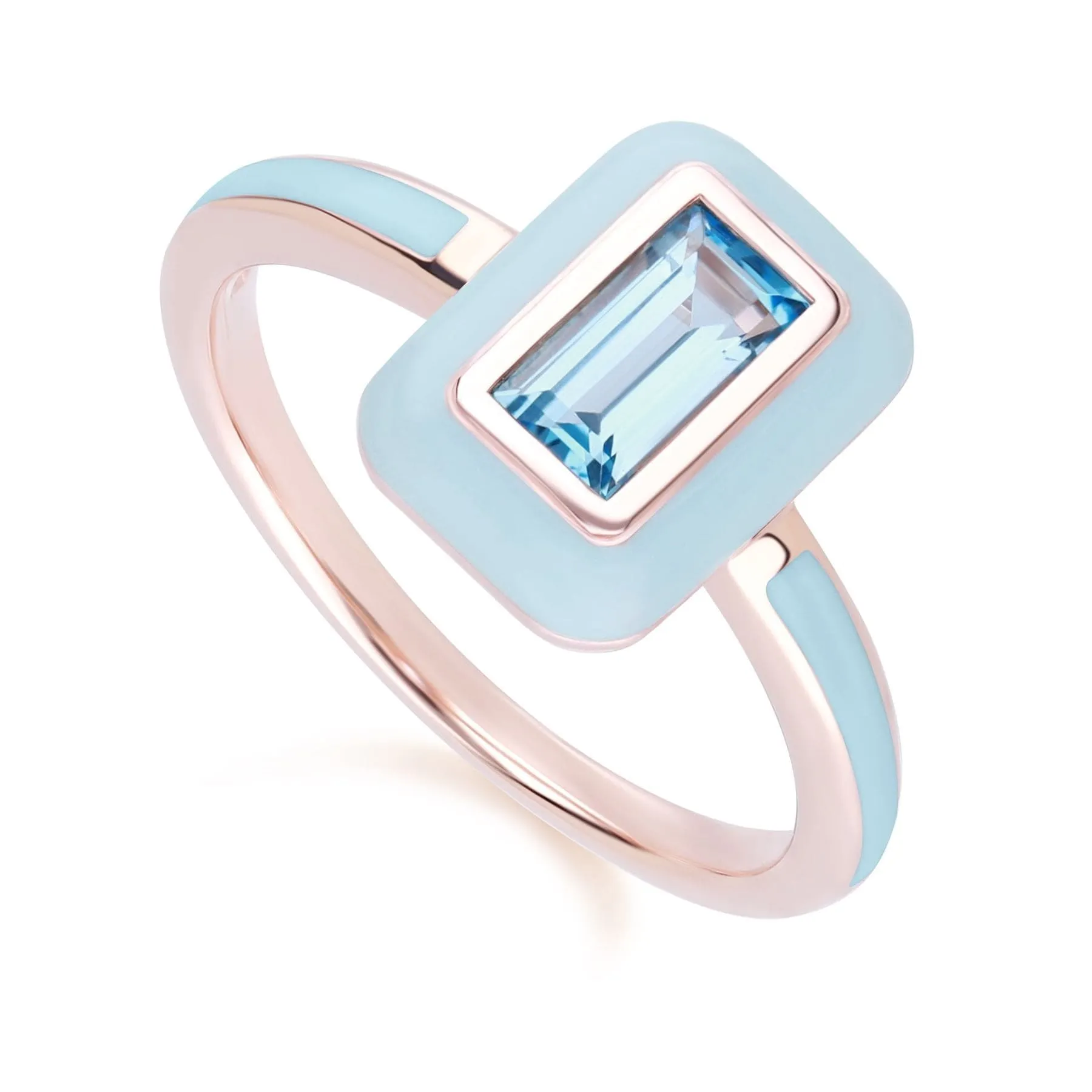 Siberian Waltz Blue Enamel & Swiss Blue Topaz Ring In 18ct Rose Gold Plated Sterling Silver sold by Gemondo Jewellery product image thumbnail 3