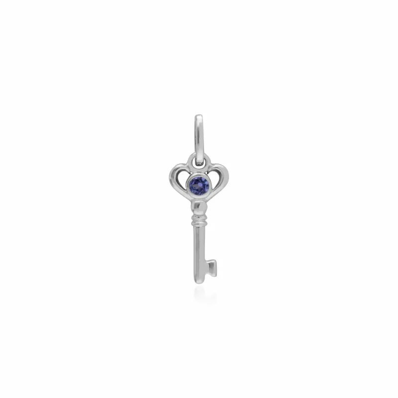 Gemondo Sterling Silver Tanzanite Small Key Charm sold by Gemondo Jewellery