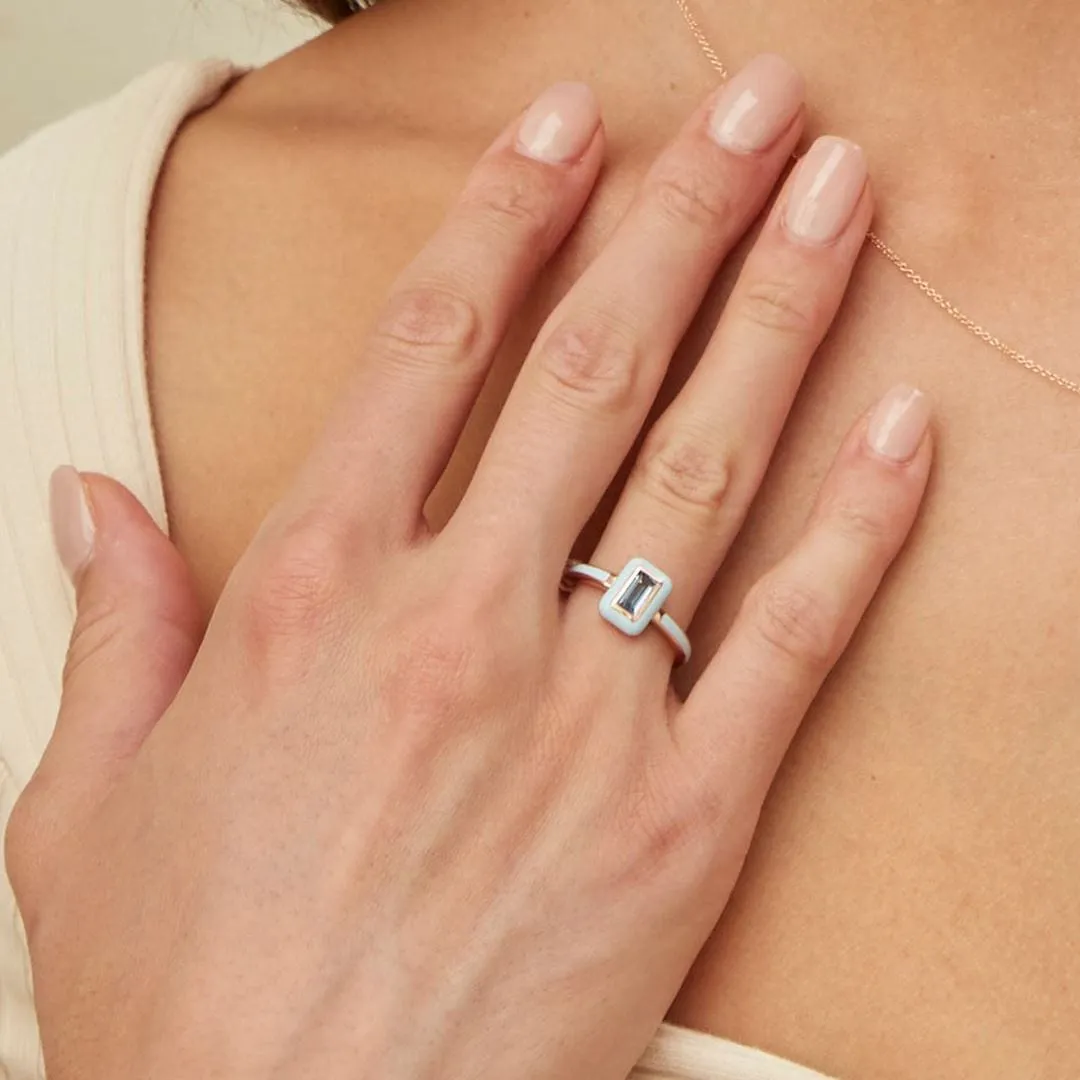 Siberian Waltz Blue Enamel & Swiss Blue Topaz Ring In 18ct Rose Gold Plated Sterling Silver sold by Gemondo Jewellery product image thumbnail 2