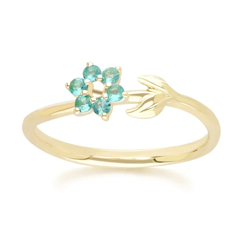 Floral Vine Emerald Ring in 9ct Yellow Gold sold by Gemondo Jewellery